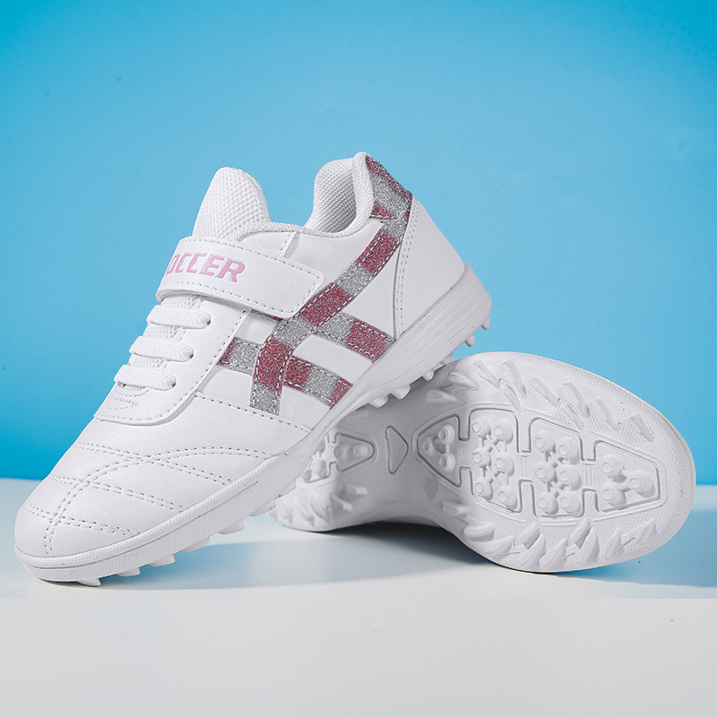 Low-cut Leather Soccer Shoes For Boys Girls Children's Youth Broken Studs Flat Bottom For Training Sports