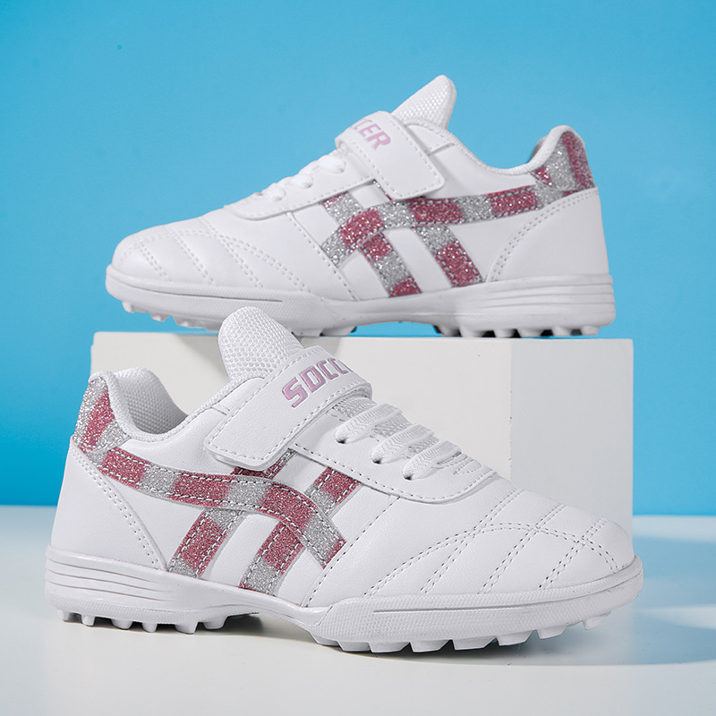 Low-cut Leather Soccer Shoes For Boys Girls Children's Youth Broken Studs Flat Bottom For Training Sports