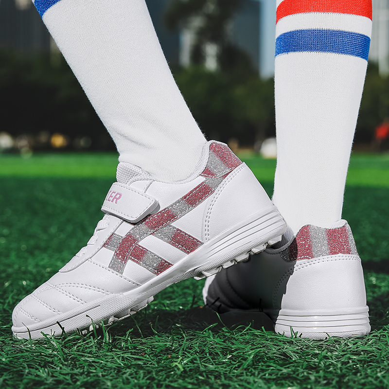 Low-cut Leather Soccer Shoes For Boys Girls Children's Youth Broken Studs Flat Bottom For Training Sports