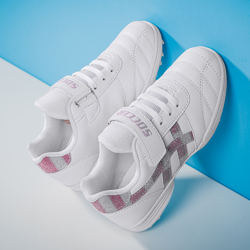 Low-cut Leather Soccer Shoes For Boys Girls Children's Youth Broken Studs Flat Bottom For Training Sports