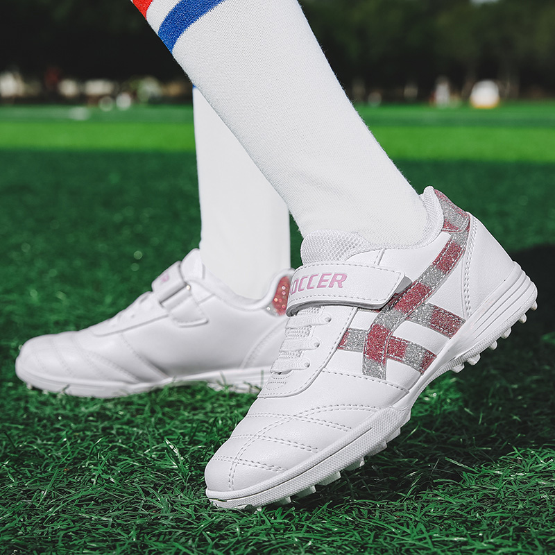 Low-cut Leather Soccer Shoes For Boys Girls Children's Youth Broken Studs Flat Bottom For Training Sports