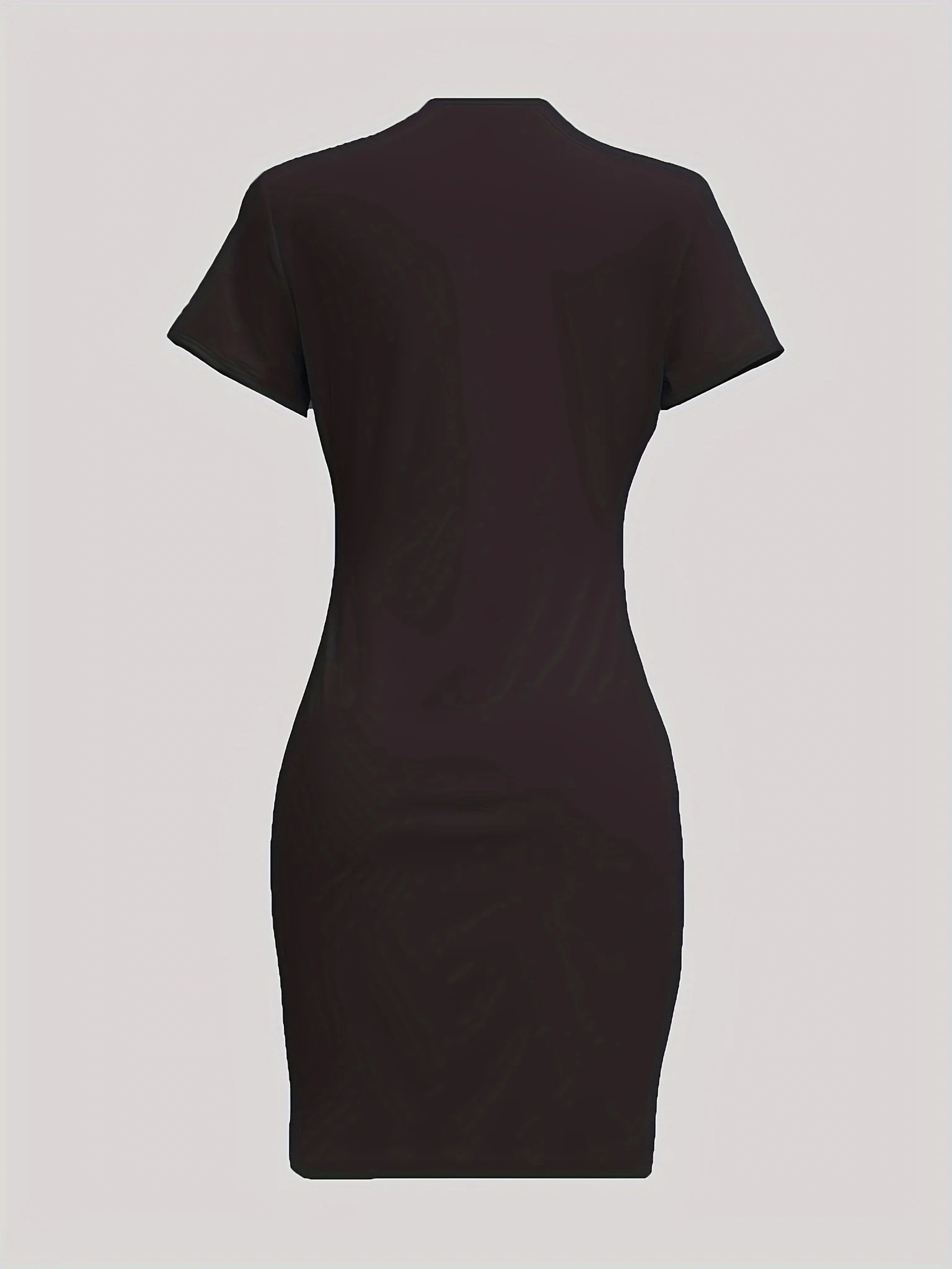 Bow Print Crew Neck Dress, Y2K Bodycon Mini Short Sleeve Dress For Spring & Summer, Women's Clothing