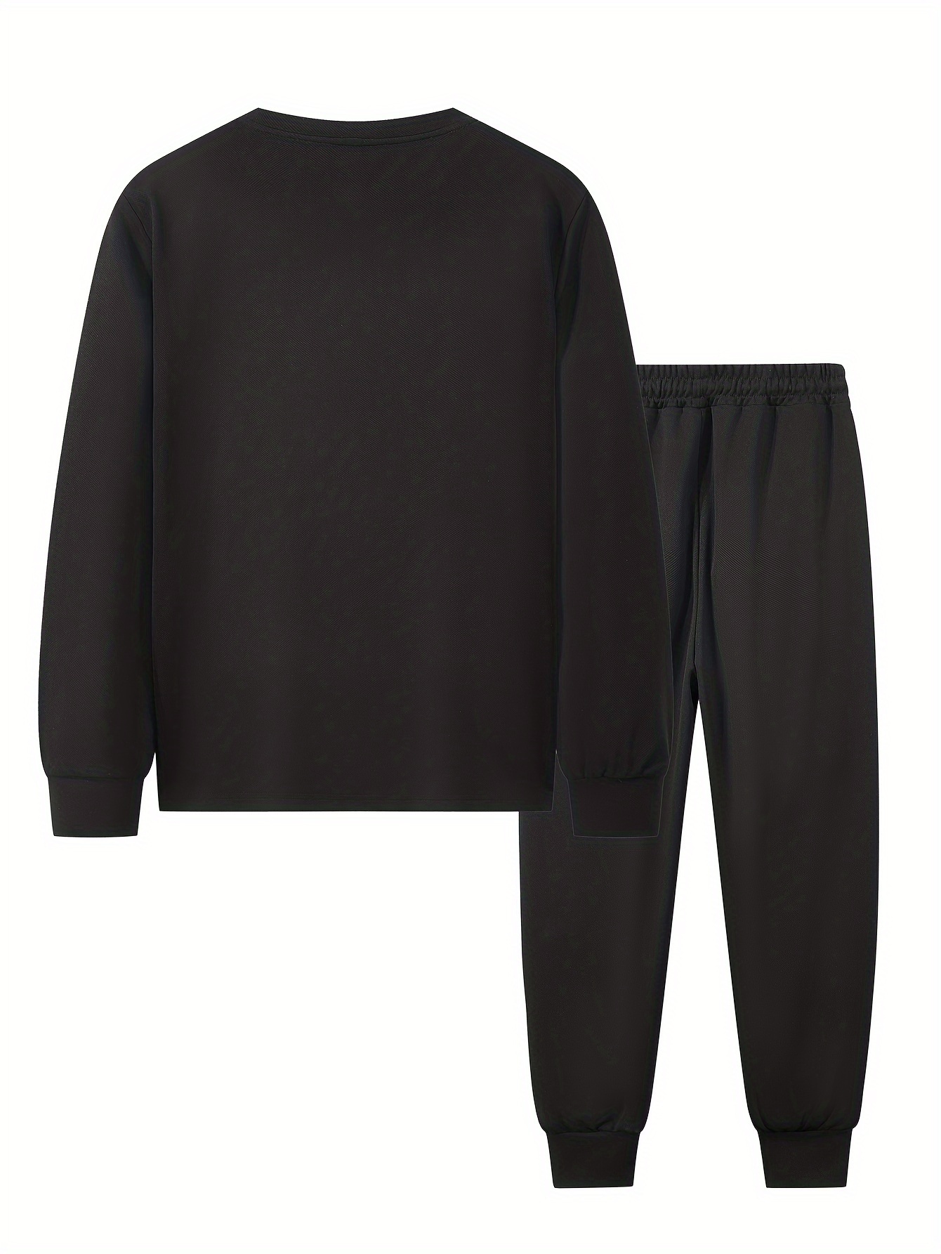 Men's 2-piece sports set: comfortable long-sleeved crew neck top and drawstring jogging pants - perfect for running and sports in autumn, machine washable Men's Sets