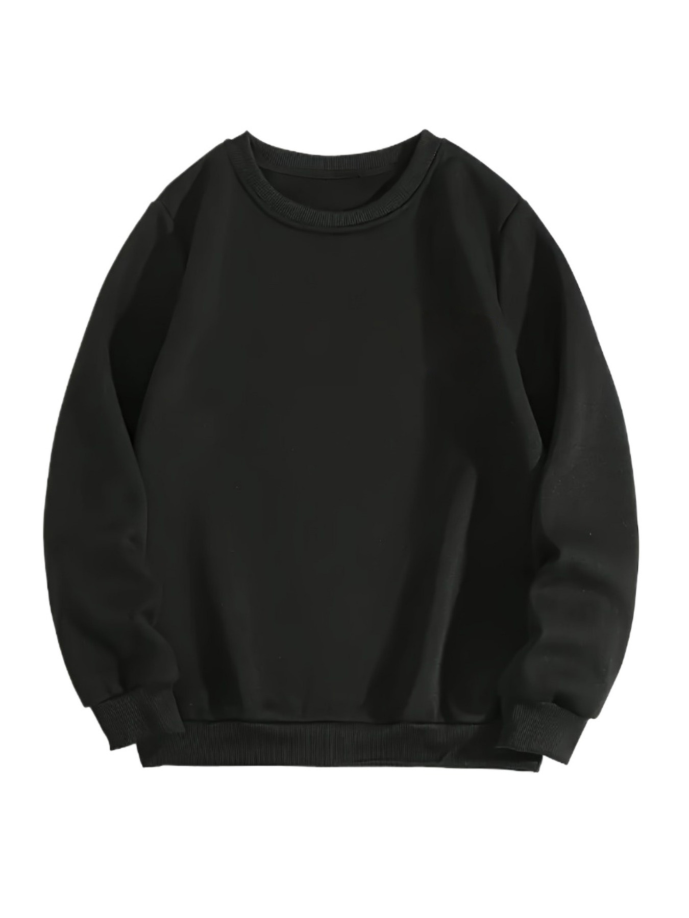 1 piece of women's or men's stylish black crew neck sweatshirt, machine washable, perfect choice for autumn and winter