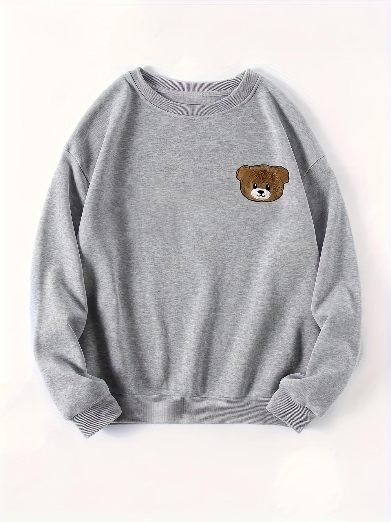 1 piece of cute cartoon printed soft plush sweater, round neck sweater long sleeve casual warm winter