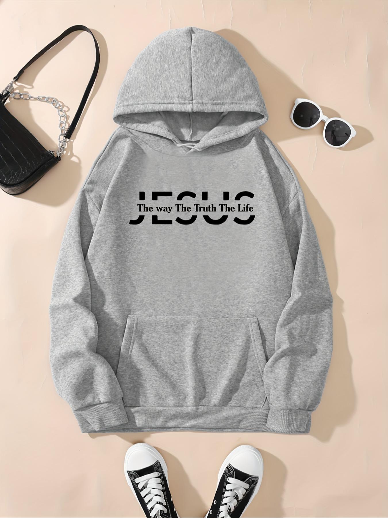 Women's Letter Print Pocket Hoodie, Casual Long Sleeve Hooded Sweatshirt for Fall & Winter, Women's Clothes for Daily Wear