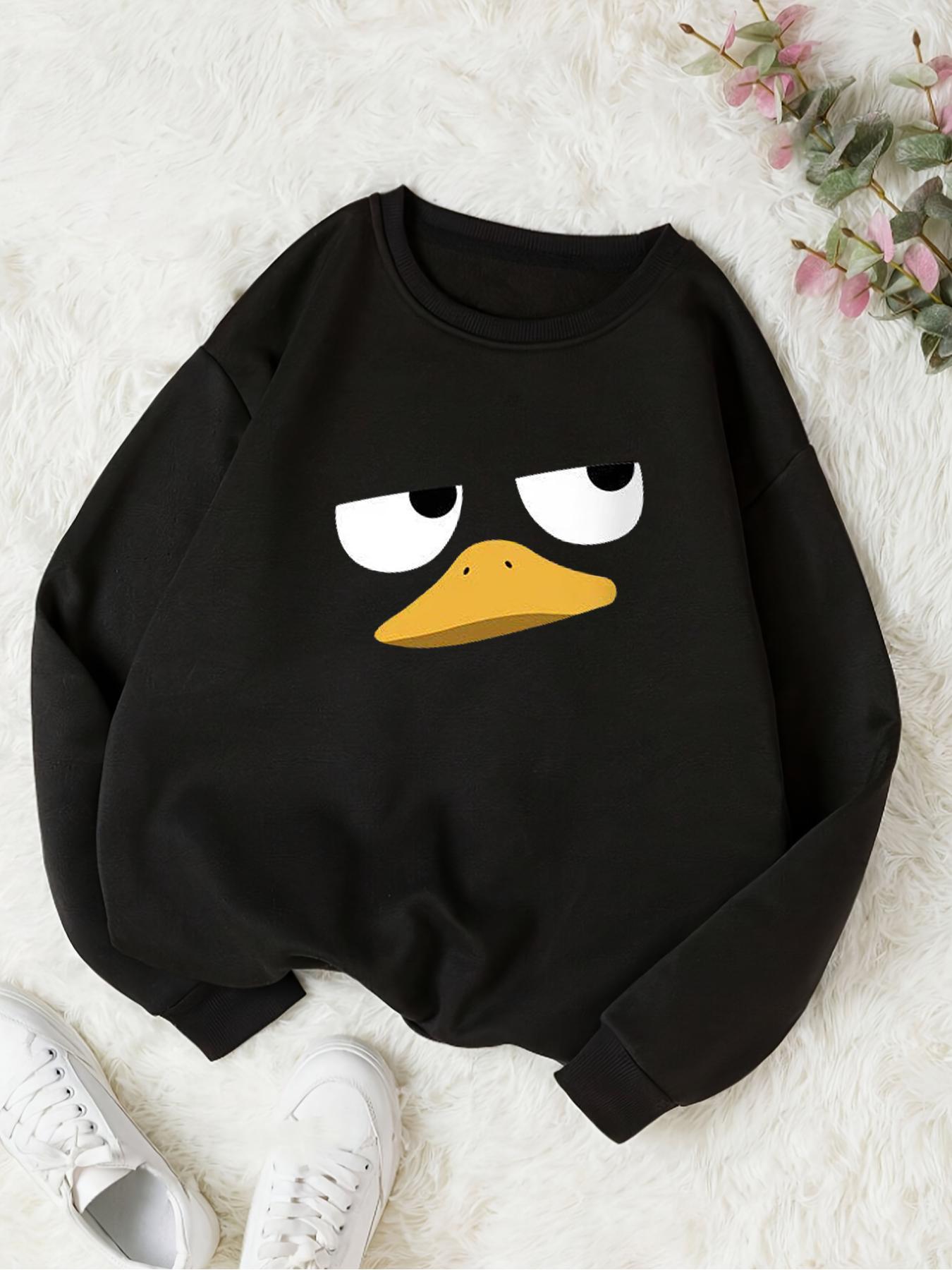 Women's Cartoon Print Round Neck Sweatshirt, Fashion Casual Crew Neck Long Sleeve Pullover for Daily Wear, Ladies Fall & Winter Clothes