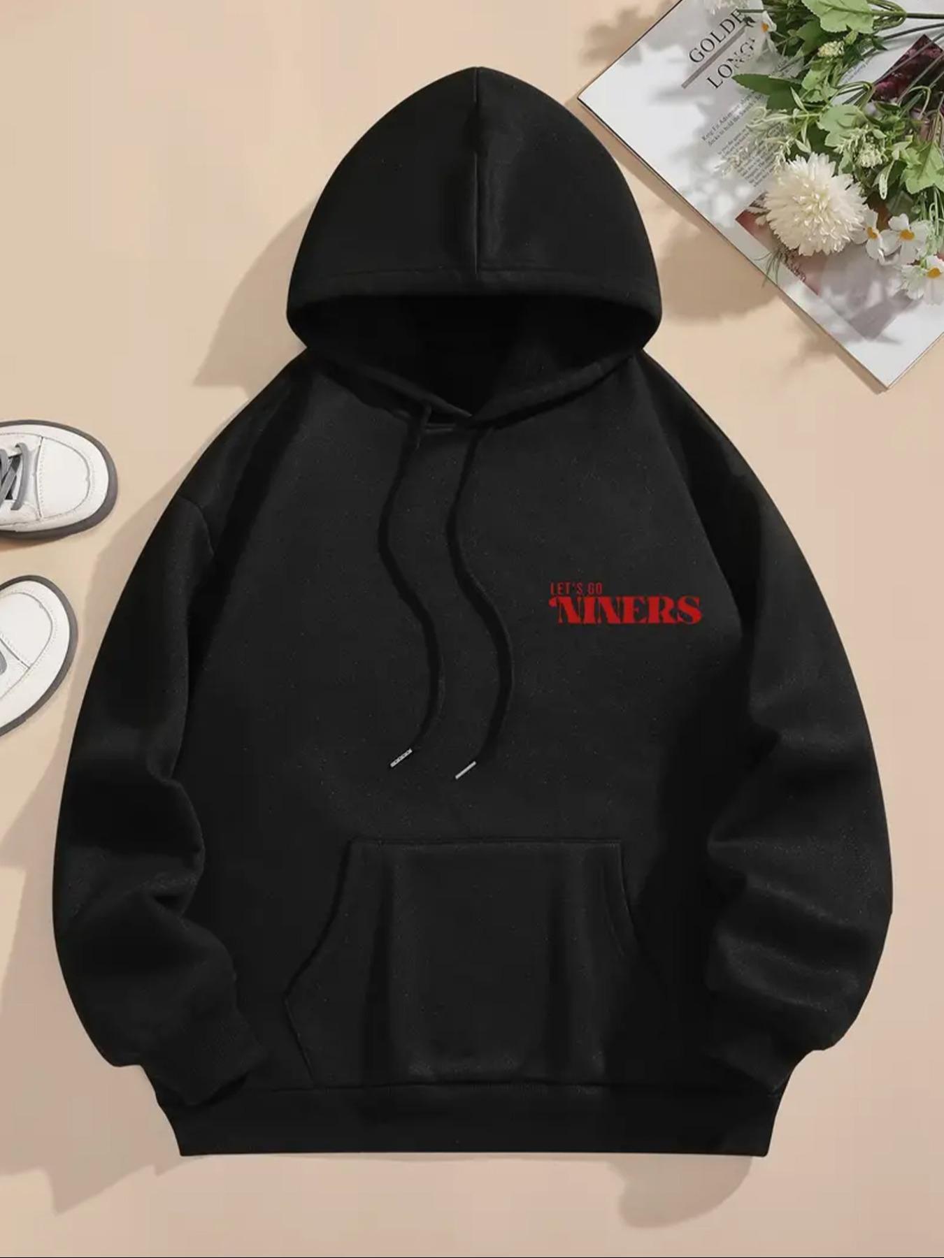 Women's Letter Print Pocket Hoodie, Fashion Casual Long Sleeve Hooded Sweatshirt for Daily Holiday Outdoor Wear, Ladies Clothes for Fall & Winter