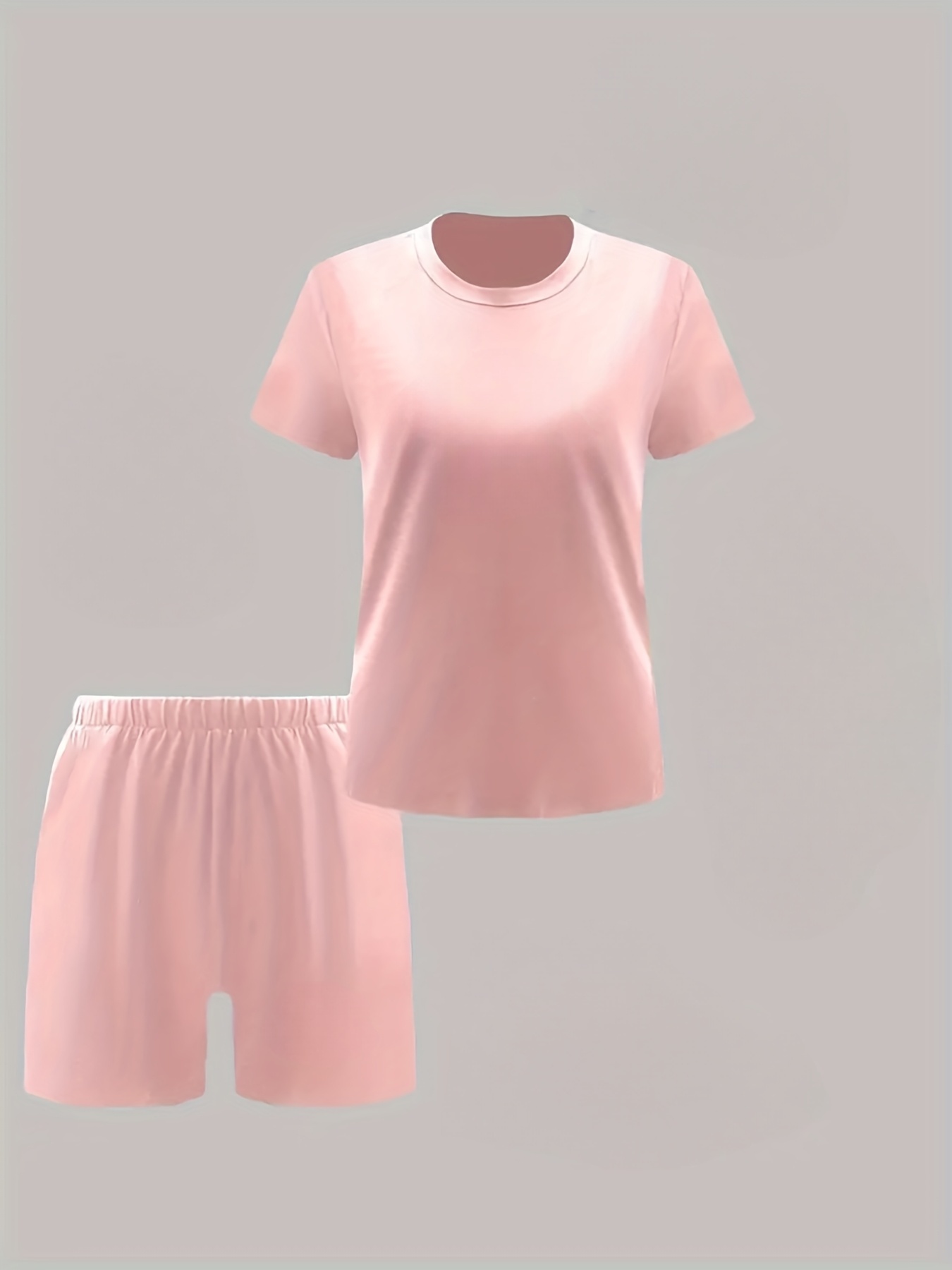 Boston Women's Chic Lavender Letter Print Casual T-Shirt & Shorts Set - Comfy Polyester, Mid-Stretch Fabric, Round Neck, Machine Washable - Perfect for Spring/Summer