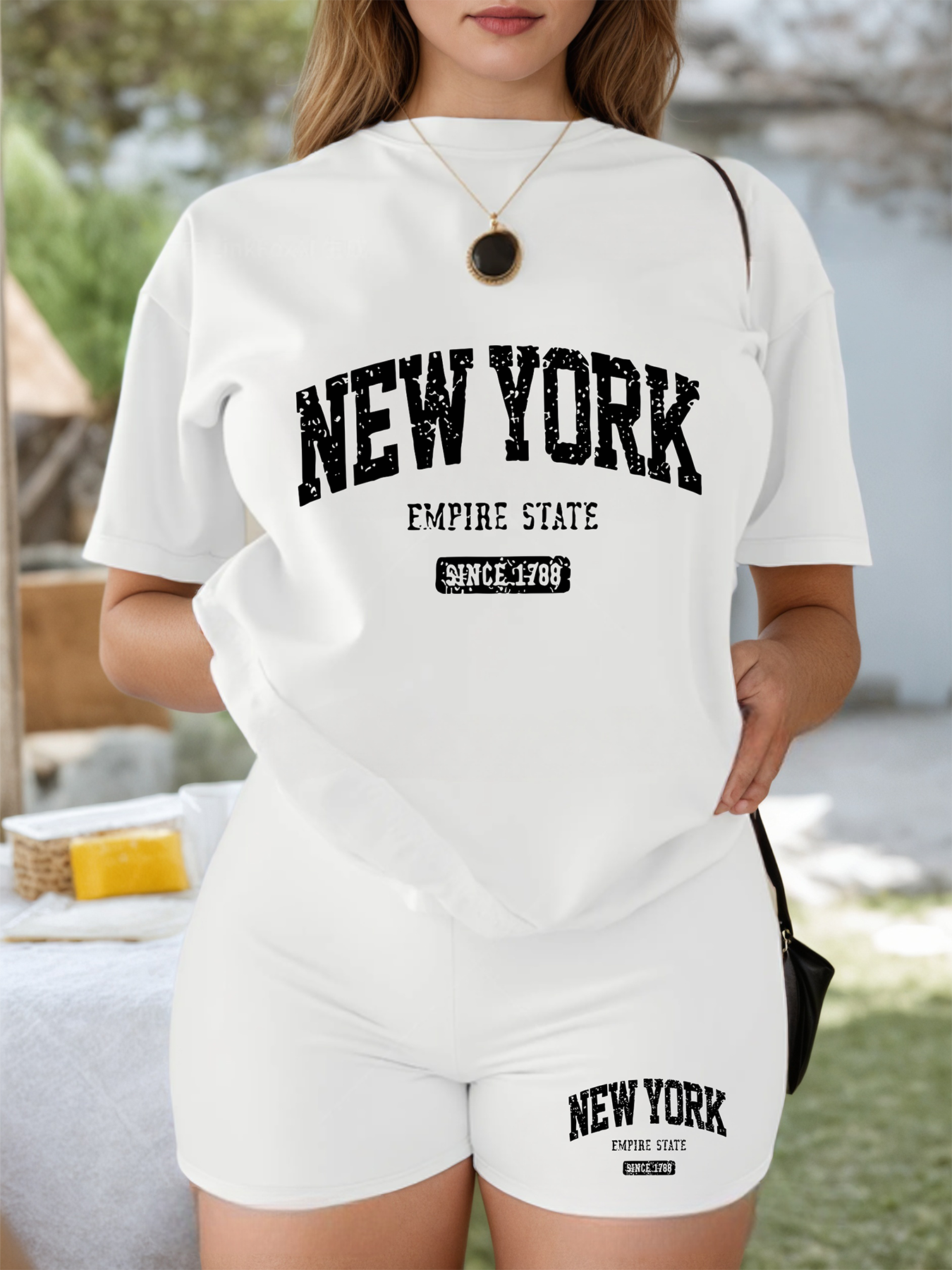 Casual Short Sleeve Top for Spring& Summer, They new york Print Crew Neck T-Shirt, Women'S Clothing