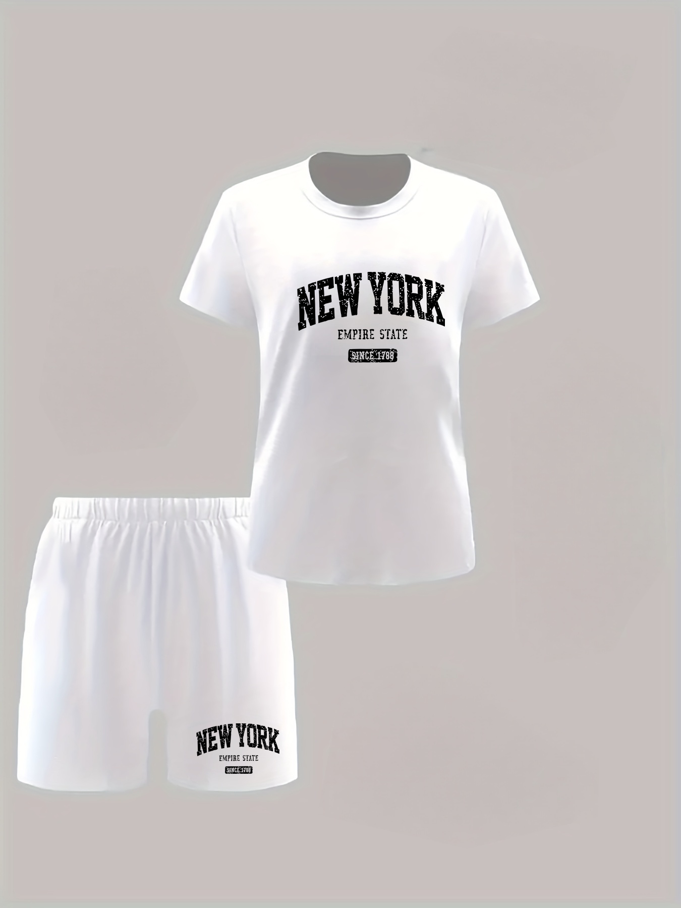 Casual Short Sleeve Top for Spring& Summer, They new york Print Crew Neck T-Shirt, Women'S Clothing