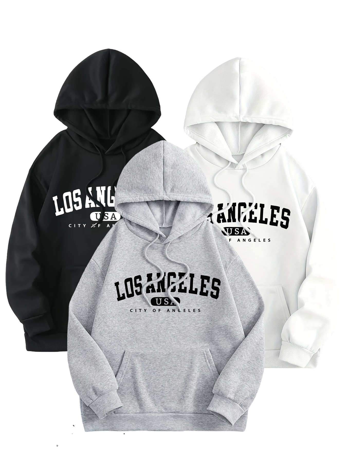 Los Angeles California Print, Women's Long Sleeve Pullover Sweatshirt, Casual American Style, Warm Letter Graphic Print, Sportswear For Spring/Fall/Winter