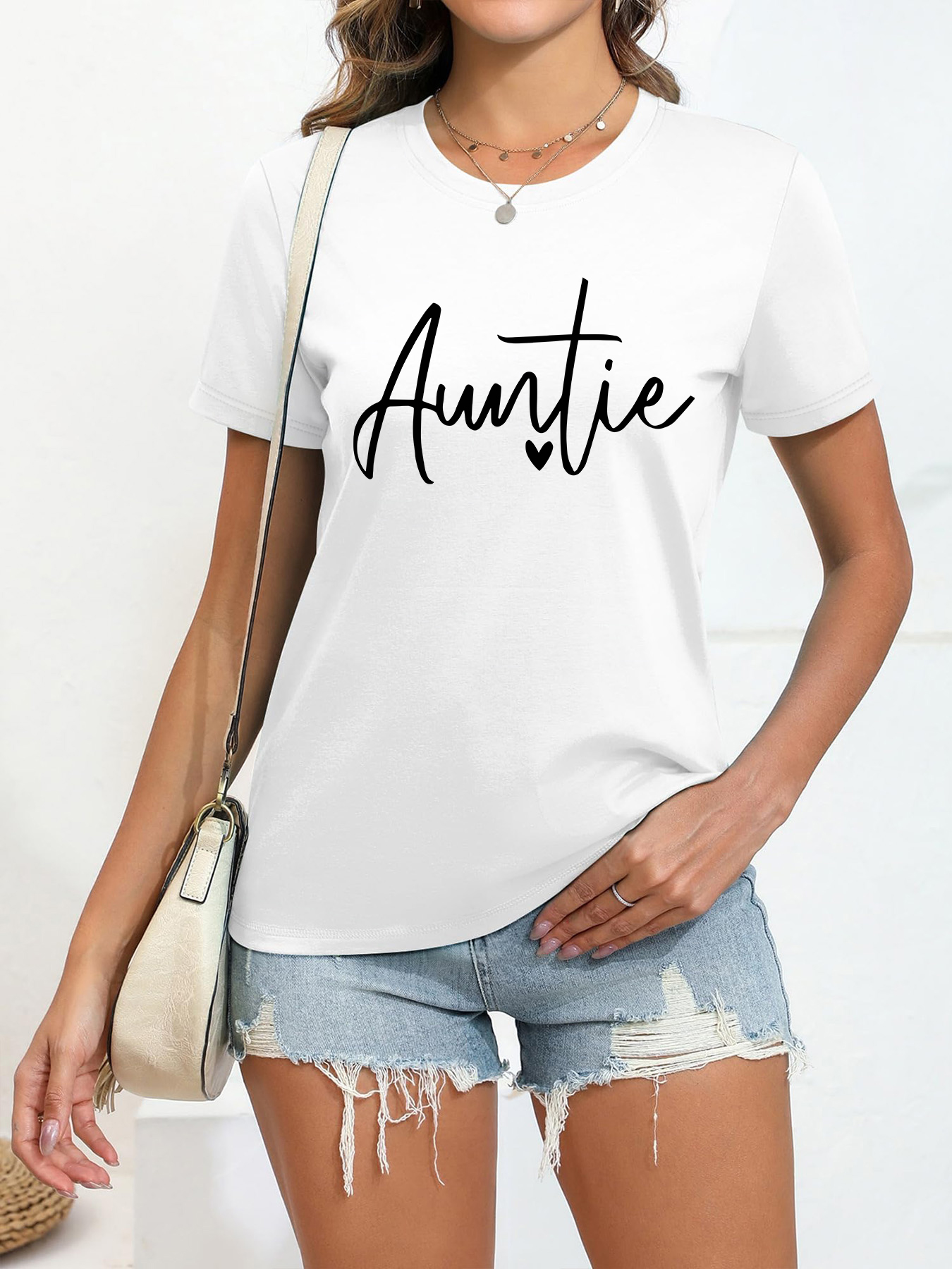 Women's  Print T-Shirt Casual Short Sleeve Tee Round Neck & Regular Fit for Summer, Spring, Fall, Shirt, Fall Clothing, Spring Attire, Playful Design, Comfortable Wear, Breathable Fabric