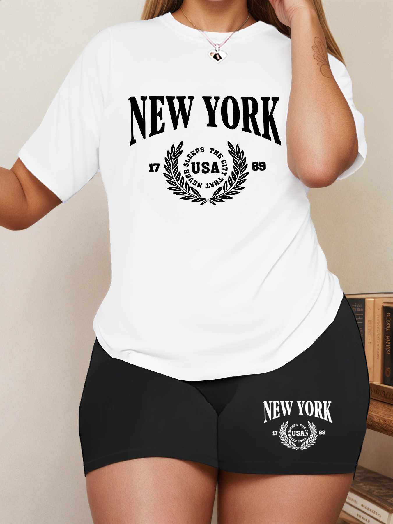 Women's Casual Short Sleeve T-Shirt - Round Neck Summer Top with Bold  NEW YORK  Letter Print, Breathable White Tee for Casual Attire, Machine Washable, Ladies T Shirts, Comfortable Clothing, Relaxed Fit Shirt, Smooth Texture