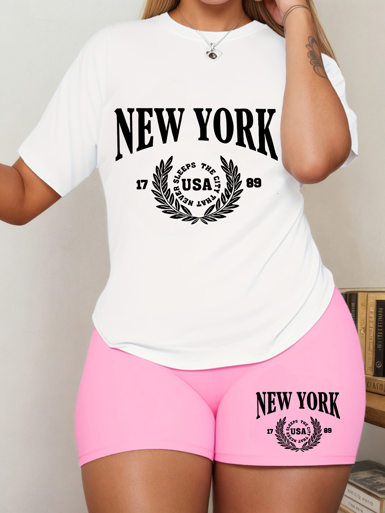 Women's Casual Short Sleeve T-Shirt - Round Neck Summer Top with Bold  NEW YORK  Letter Print, Breathable White Tee for Casual Attire, Machine Washable, Ladies T Shirts, Comfortable Clothing, Relaxed Fit Shirt, Smooth Texture