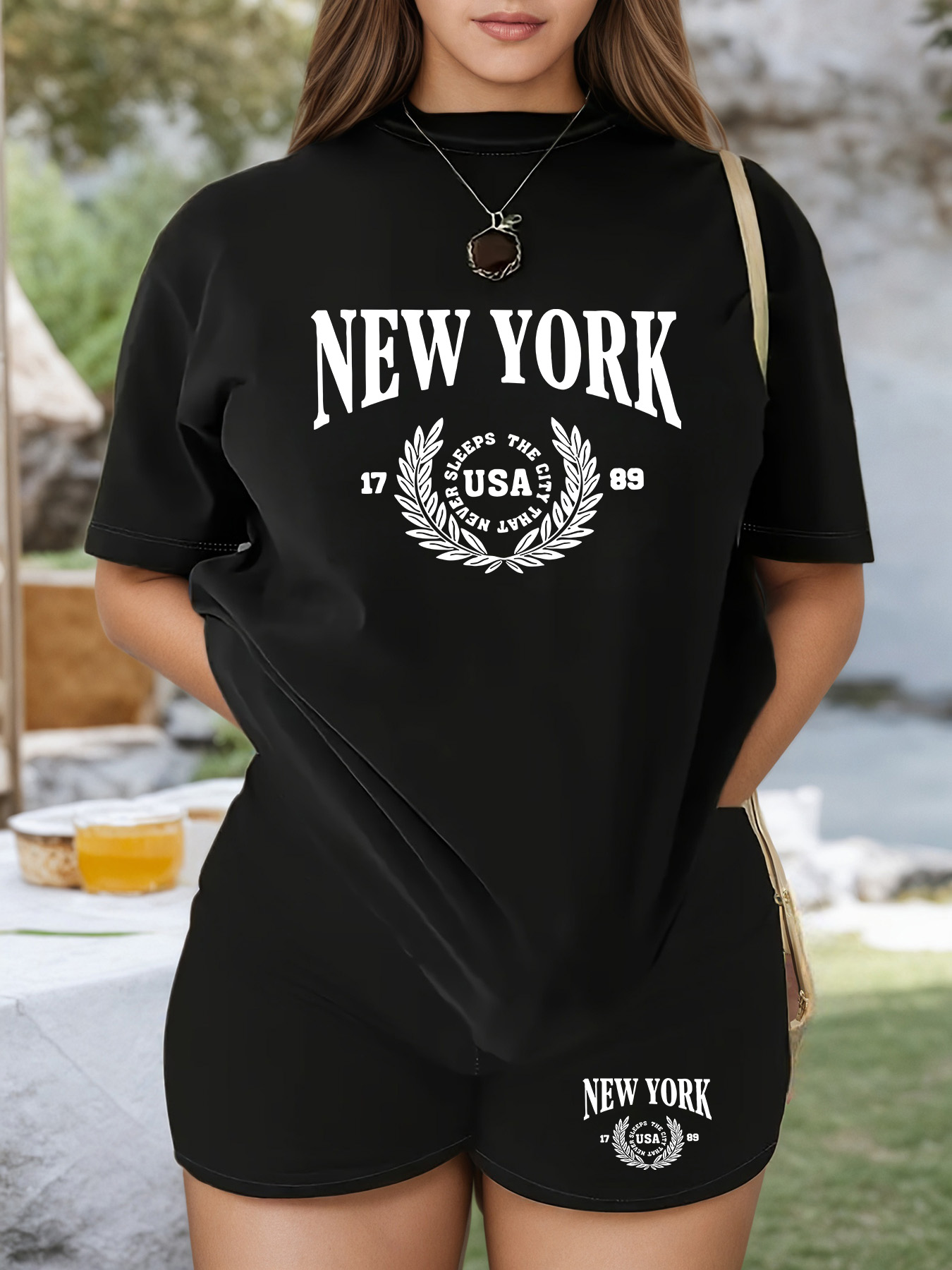 Women's Casual Short Sleeve T-Shirt - Round Neck Summer Top with Bold  NEW YORK  Letter Print, Breathable White Tee for Casual Attire, Machine Washable, Ladies T Shirts, Comfortable Clothing, Relaxed Fit Shirt, Smooth Texture