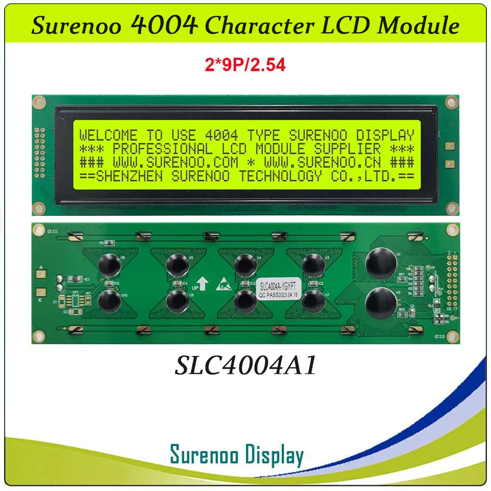 SLC4004A Outline=190.00X54.00MM 4004 40*4 Surenoo Character LCD Module Display Screen Panel 6800 4/8-bit Parallel Serial IIC I2C LCD2USB USB2LCD AIP31066 SPLC780D ST7066 Controller STN Yellow Green Blue Negative LED Backlight for LCD Smartie AIDA64
