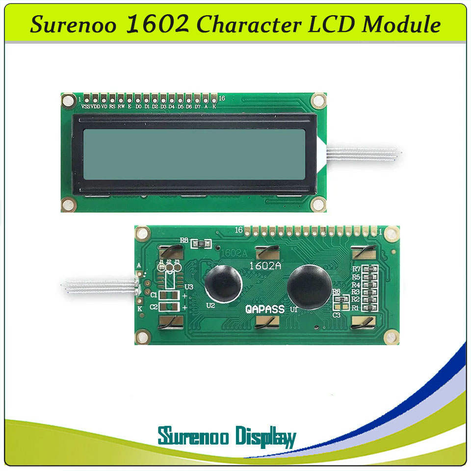 SLC1602A2 PCB=80.00X36.00MM 1602 16*2 Surenoo Character LCD Module Display Screen Panel 6800 4-bit 8-bit Parallel AIP31066 SPLC780D ST7066 Controller FSTN Positive VA-TN Negative FSTN Positive with RGB LED Backlight