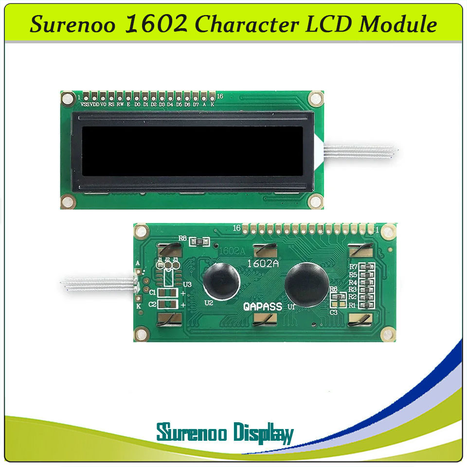 SLC1602A2 PCB=80.00X36.00MM 1602 16*2 Surenoo Character LCD Module Display Screen Panel 6800 4-bit 8-bit Parallel AIP31066 SPLC780D ST7066 Controller FSTN Positive VA-TN Negative FSTN Positive with RGB LED Backlight