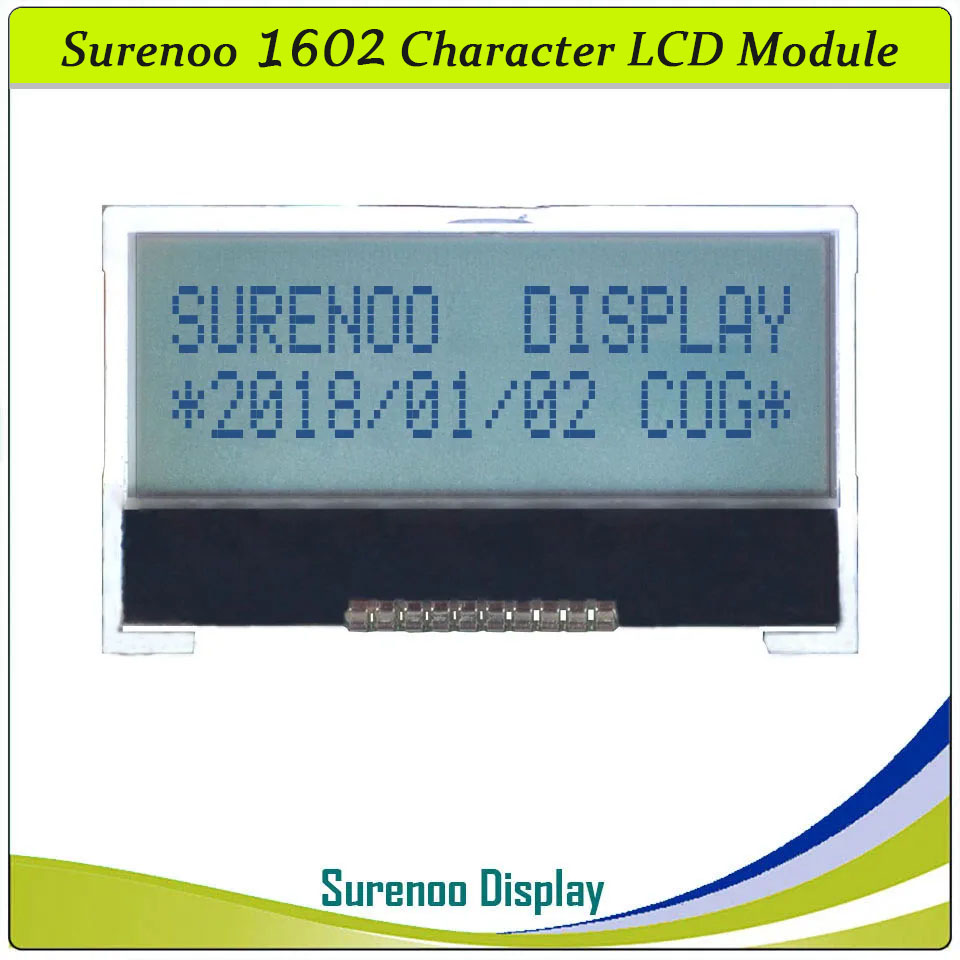 SLC1602I PCB=41.50X33.30MM 1602 16*2 COG Surenoo Character LCD Module Display Screen Panel Integrated Serial SPI ST7032 Controller FSTN Positive LCD with White LED Backlight for Arduino UNO Nano Mega2560