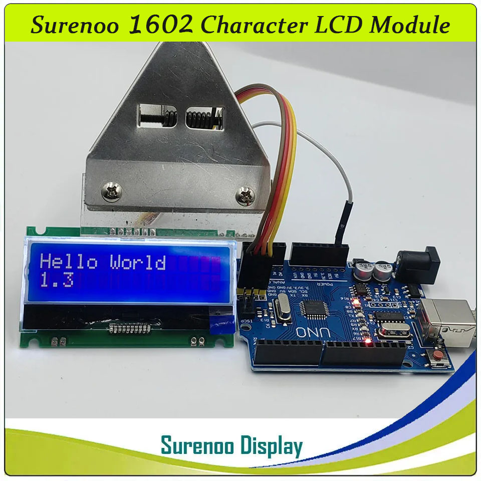 SLC1602K PCB=66.70X37.46MM 1602 16*2 COG Surenoo Character LCD Module Display Screen Panel Integrated Serial IIC I2C ST7032i Controller STN Blue Negative LCD with White LED Backlight for Arduino UNO Nano Mega2560