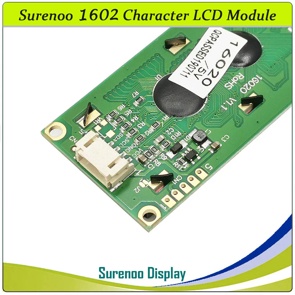 SLC1602O PCB=80.00X36.00 1602 16*2 Surenoo Character LCD Module Display Screen Panel Serial IIC I2C AIP31068 Controller RGB LED Controller SN3193 FSTN Positive D-FSTN Negative with RGB LED Backlight for Arduino UNO Mega2560 Nano RaspBerry Pi