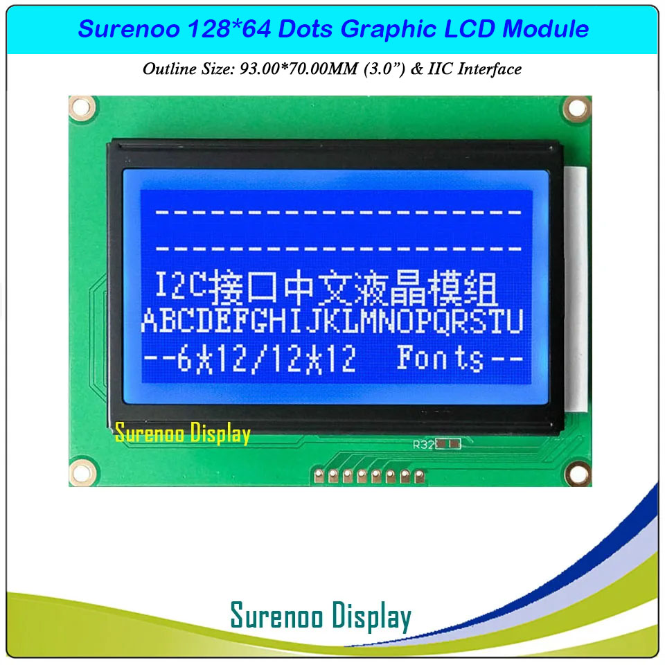 SLG12864C Outline=93.00X70.00MM 3.0
