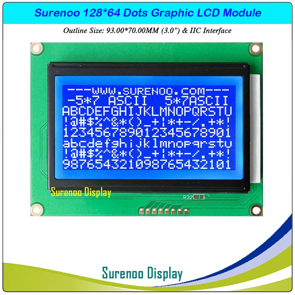 SLG12864C Outline=93.00X70.00MM 3.0