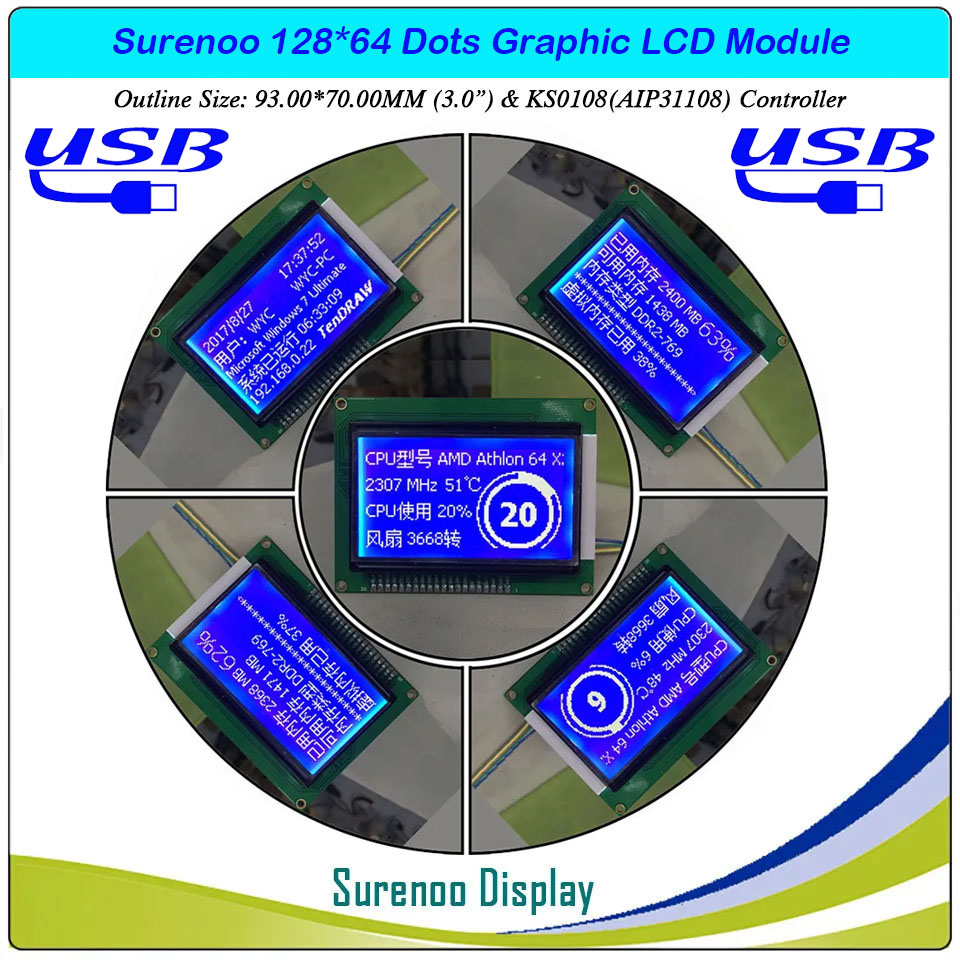 SLG12864A Outline=93.00X70.00MM 3.0
