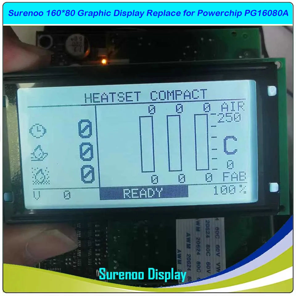 Surenoo Brand New 16080 160*80 Graphic LCD Module Display Screen Panel Replace Replacement for Compatible with Powerchip PG16080A with FFC Cable
