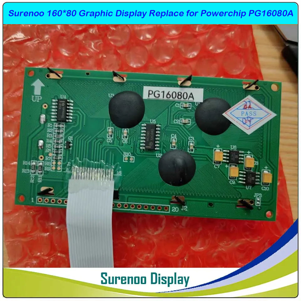 Surenoo Brand New 16080 160*80 Graphic LCD Module Display Screen Panel Replace Replacement for Compatible with Powerchip PG16080A with FFC Cable