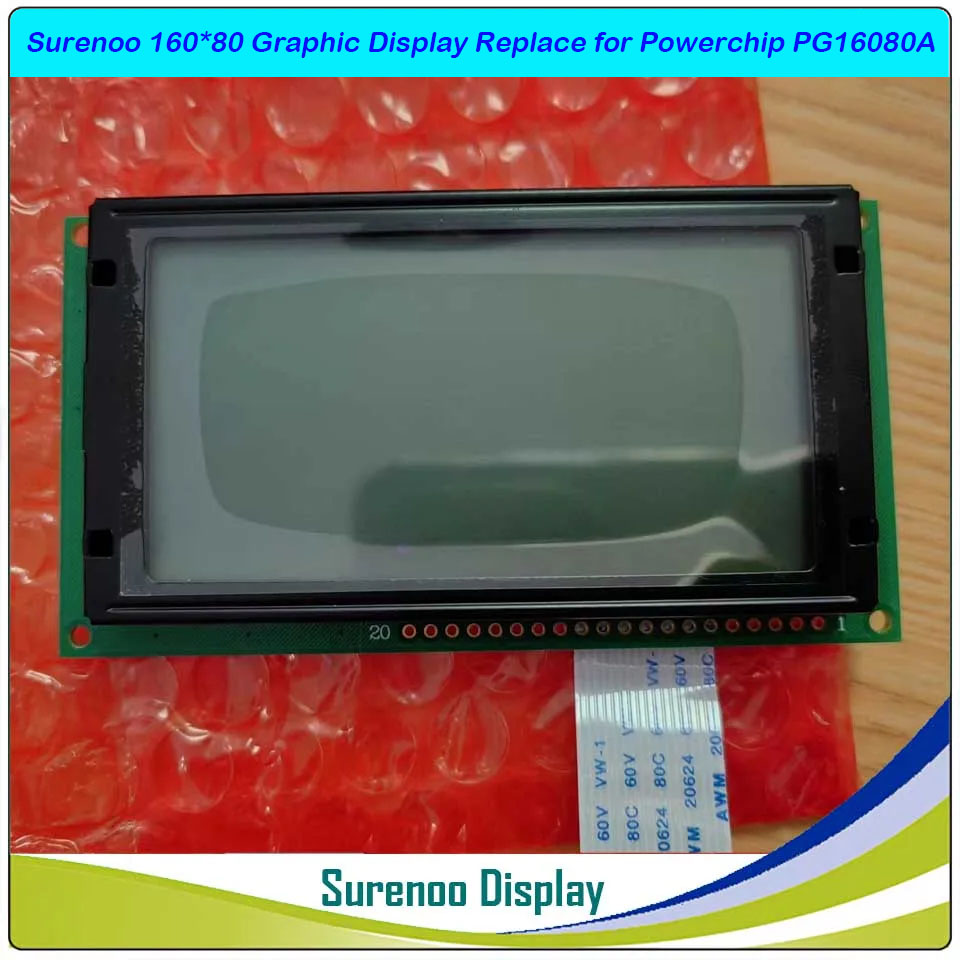 Surenoo Brand New 16080 160*80 Graphic LCD Module Display Screen Panel Replace Replacement for Compatible with Powerchip PG16080A with FFC Cable