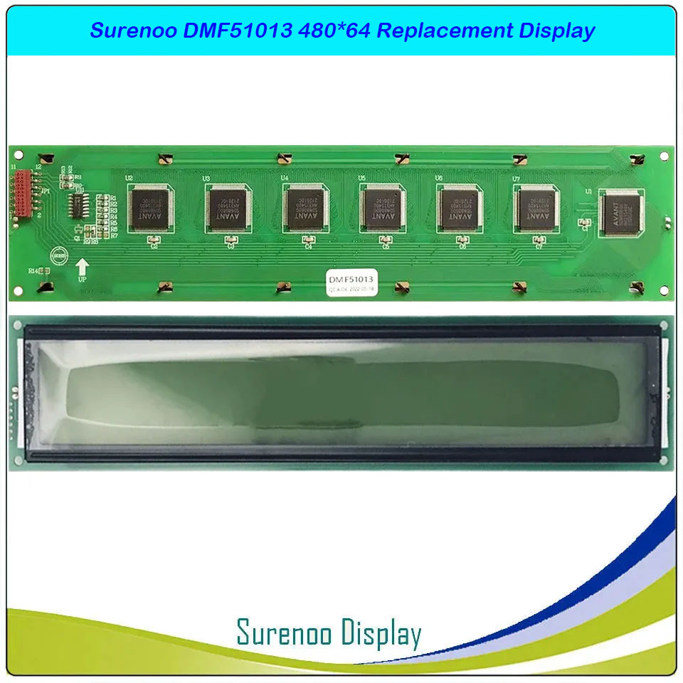 Surenoo Brand New 48064 480X64 480*64 Optrix DMF51013 DMF-51013 STN Positive Transflective Graphic LCD Display Module Monitor Panel Replace Replacement Repair for TEXTILE MACHINE PARTS