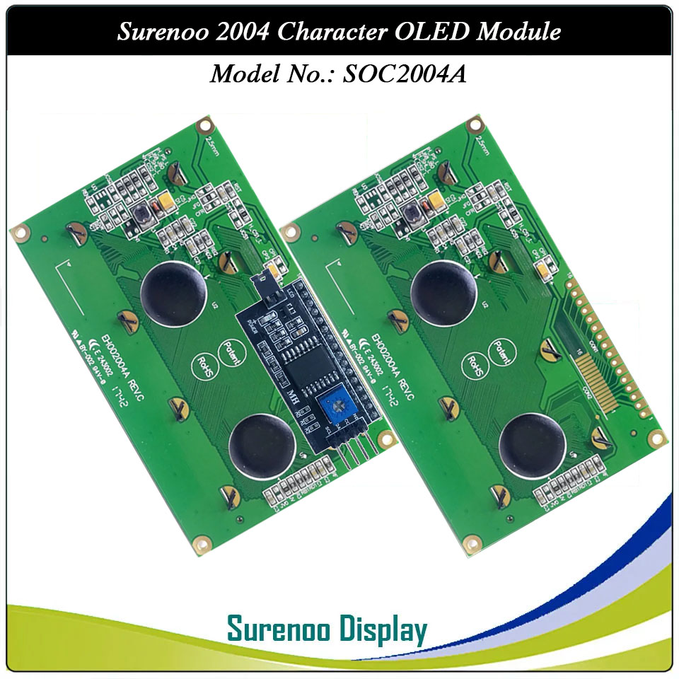 Surenoo OLED Module SOC2004A Outline=98.00X60.00MM Compatible Standard 2004 20*04 20X04 Character LCD Module Display Screen Panel 6800 4/8-bit Parallel Serial SPI WS0010 Controller