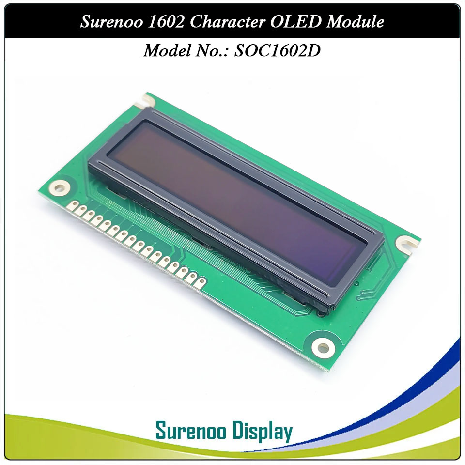 Surenoo OLED Module SOC1602D Outline=84.00X44.00MM Compatible Standard 1602 16*02 16X02 Character LCD Module Display Screen Panel 6800 4/8-bit Parallel Serial SPI IIC I2C PCF8574T WS0010 Controller