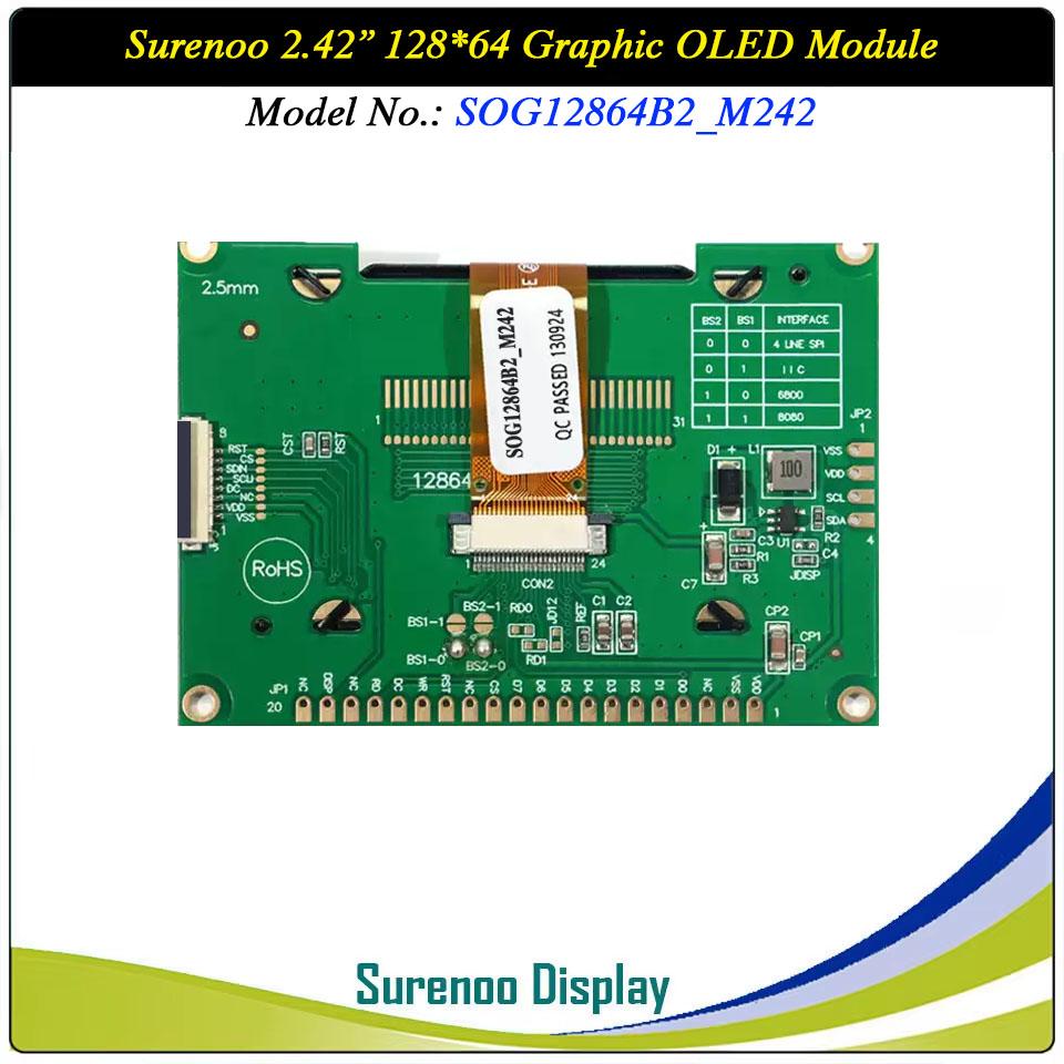 Surenoo Graphic OLED Module 75.00MMX52.70MM 2.42