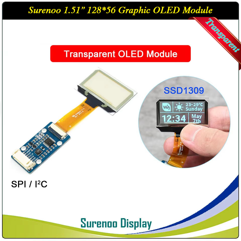 Surenoo Transparent Graphic OLED Module 1.51