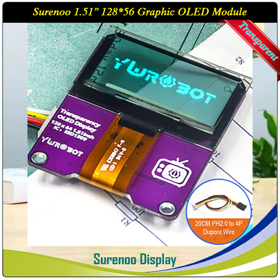 Surenoo Transparent Graphic OLED Module 1.51