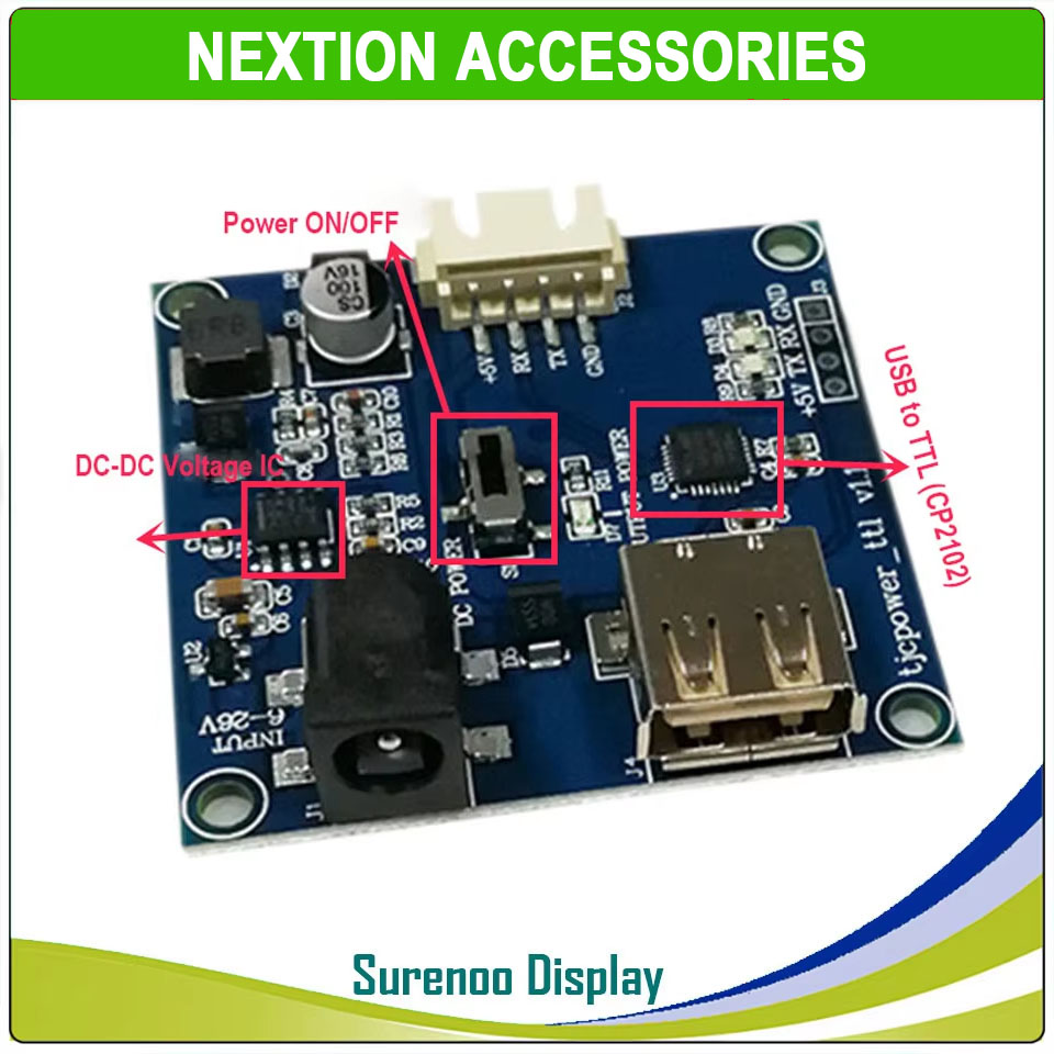 Nextion Foca Max 5V2A Output USB To TTL Serial Converter Board for Nextion Basic Discovery Enhanced Intelligent Series HMI Display