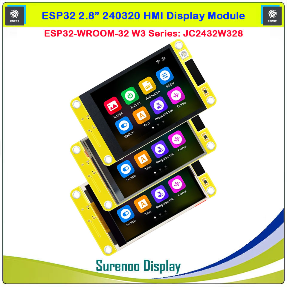 Guition HMI W3 Series ESP32 ESP-WROOM-32 2.8-inch 240*320 LCD Display Module with WIFI and Bluetooth 520KB SRAM 4MB FLASH JC2432W328 Development in Arduino IDE, ESP IDE, Micropython, GUITION
