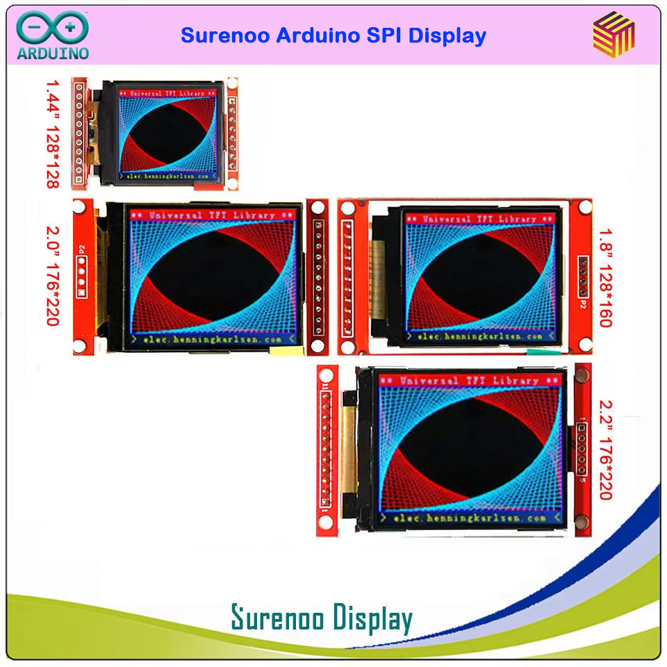 Surenoo 2.2-2.0-1.8-1.44 inch Arduino Serial SPI TFT LCD Module Display Screen Without Touch Panel for Arduino UNO Mega2560