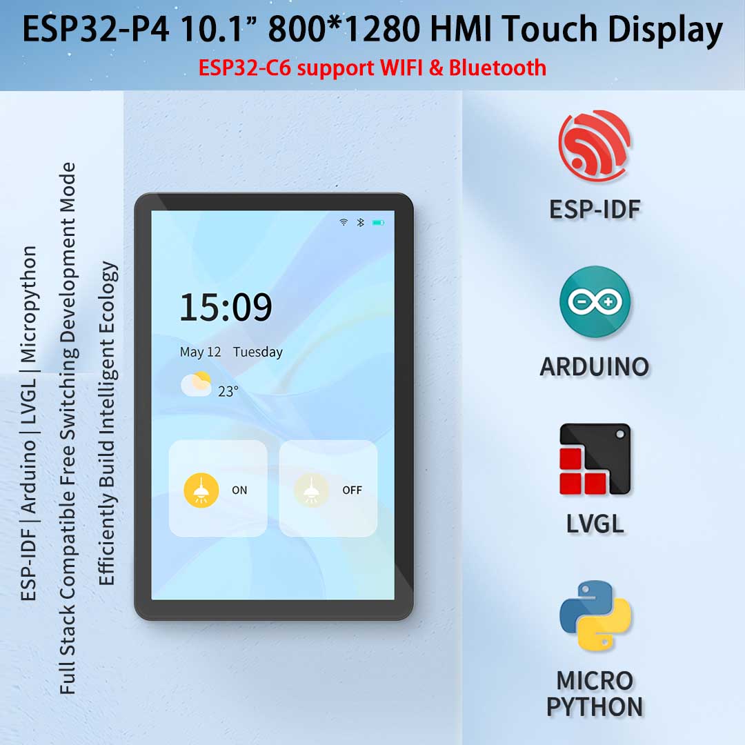ESP32-P4 HMI Series ESP32-P4NRW32 ESP32-C6-MINI-1U-N4 10.1-inch IPS 800 ...
