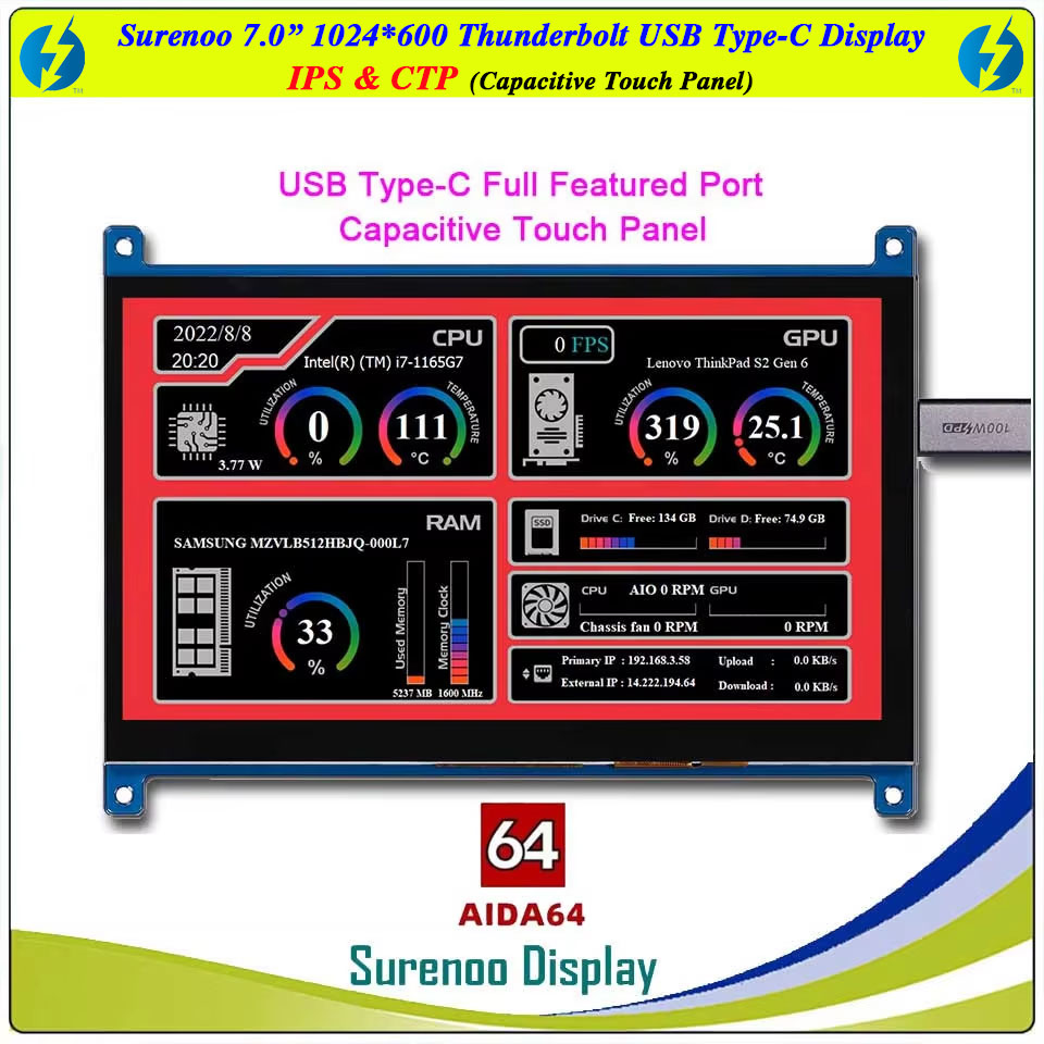 Surenoo Thunderbolt USB Type-C PD Display 7.0