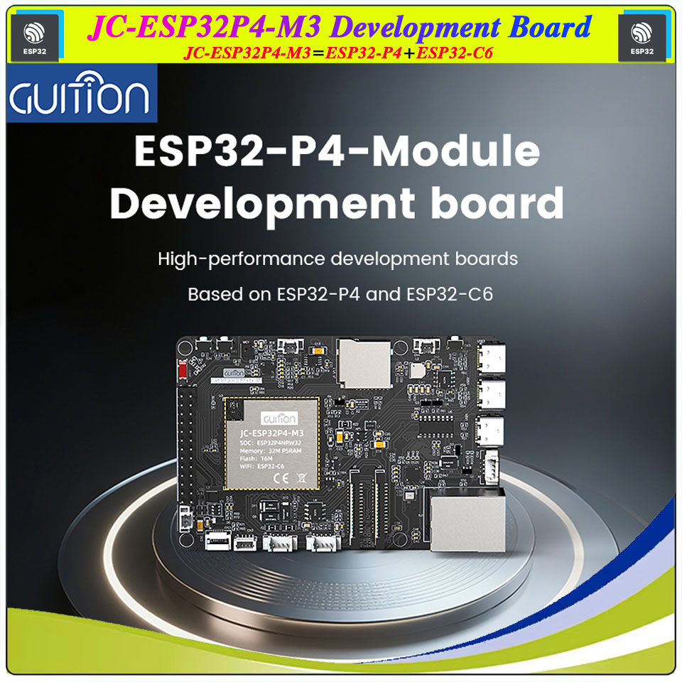 Guition JC-ESP32P4-M3 DEV Board (ESP32-P4 + ESP32-C6) System Development Board WIFI Bluetooth Main Frequency 360MHz PSRAM 32MB Flash 16MB Support CSI Camera & DSI Touch Display