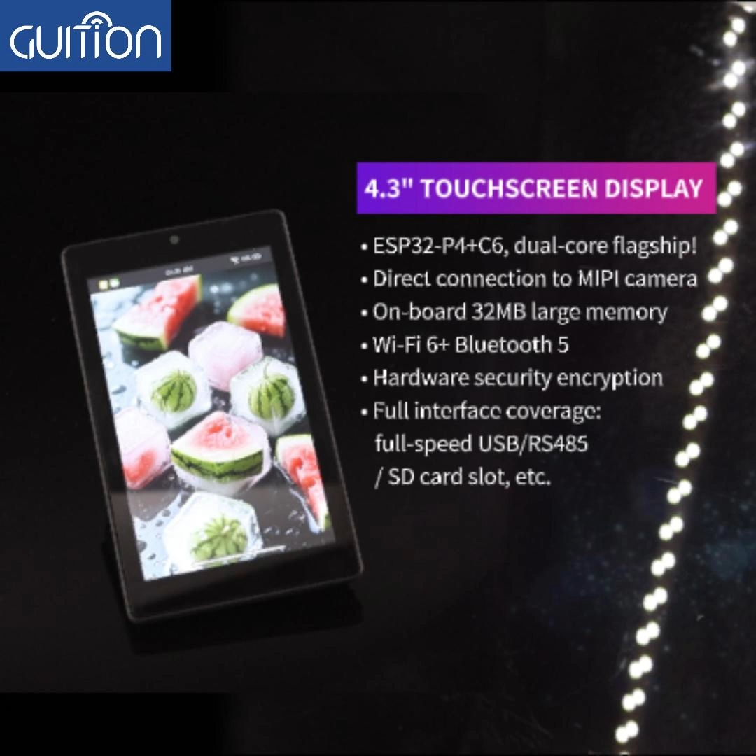 ESP32-P4 HMI Series 4.3-inch IPS 480*800 high-definition LCD Display Module Capacitive Touch Panel with ESP32-P4NRW32 ESP32-C6-MINI-1U-N4 WIFI and Bluetooth 32M PSRAM 16M FLASH JC4880P443 Development in Arduino IDE, ESP IDE, Micropython, LVGL