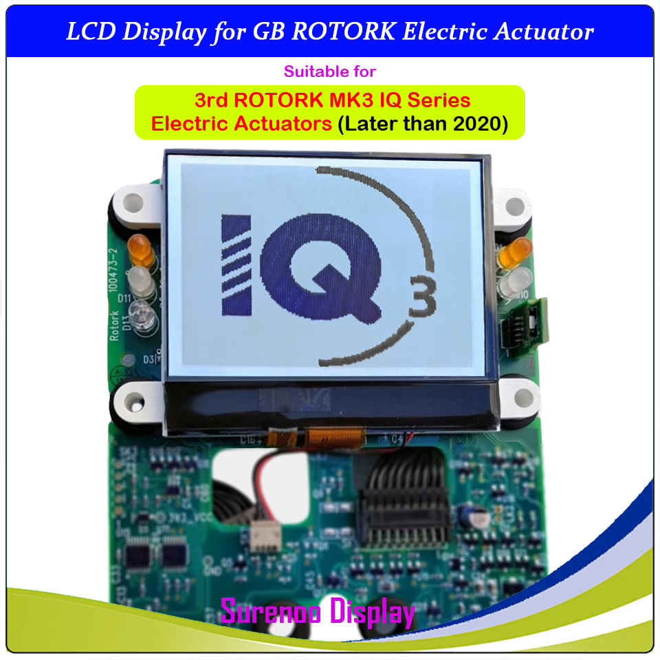 Surenoo Brand New LCD Display Module Screen Panel 100472-1 100473-2 Replace Replacement for GB ROTORK 3rd MK3 IQ Series Electric Actuator (Later than 2020)