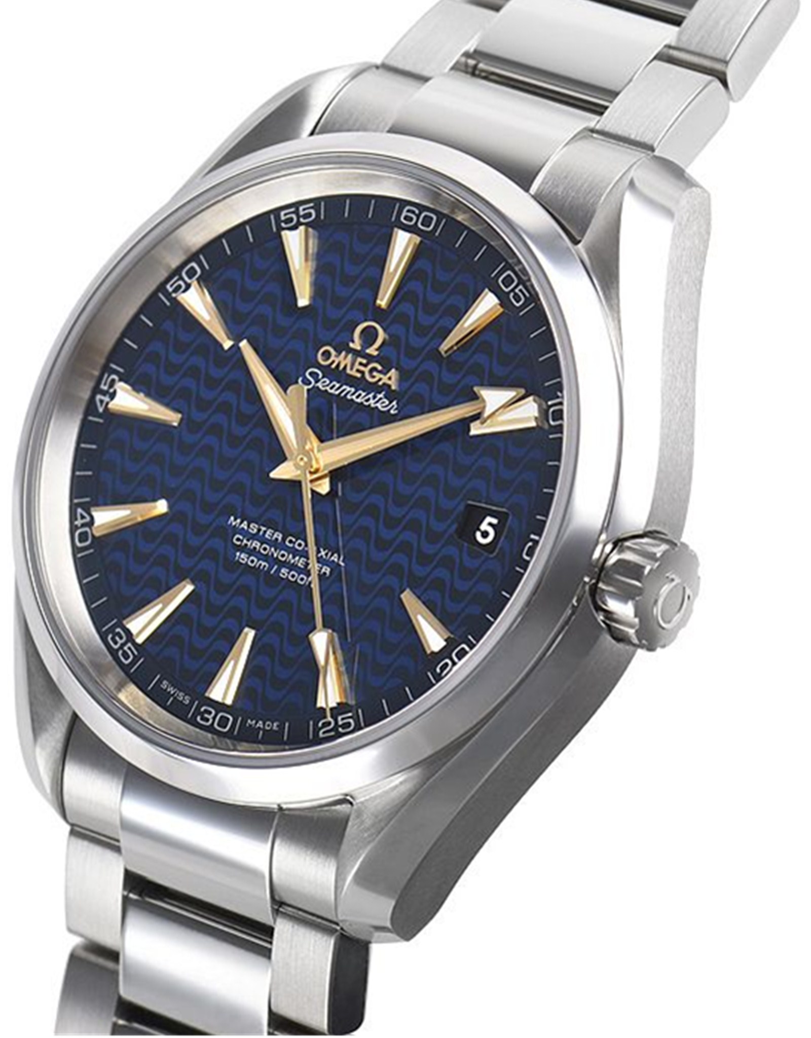 Omega Seamaster Wave Patterned Sun Brushed Blue Dial 231.10.42.21.03.006 41.5MM