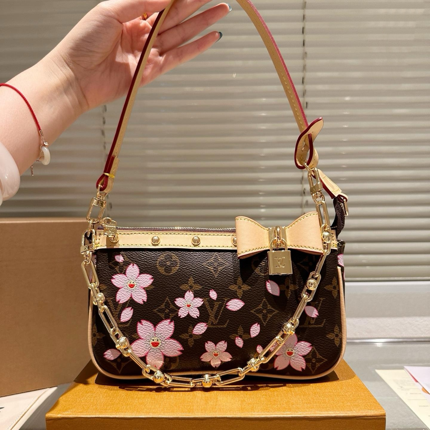 Louis Vuitton LV Takashi Murakami CHERRY BLOSSOM Cherry Shoulder Handbag M13666