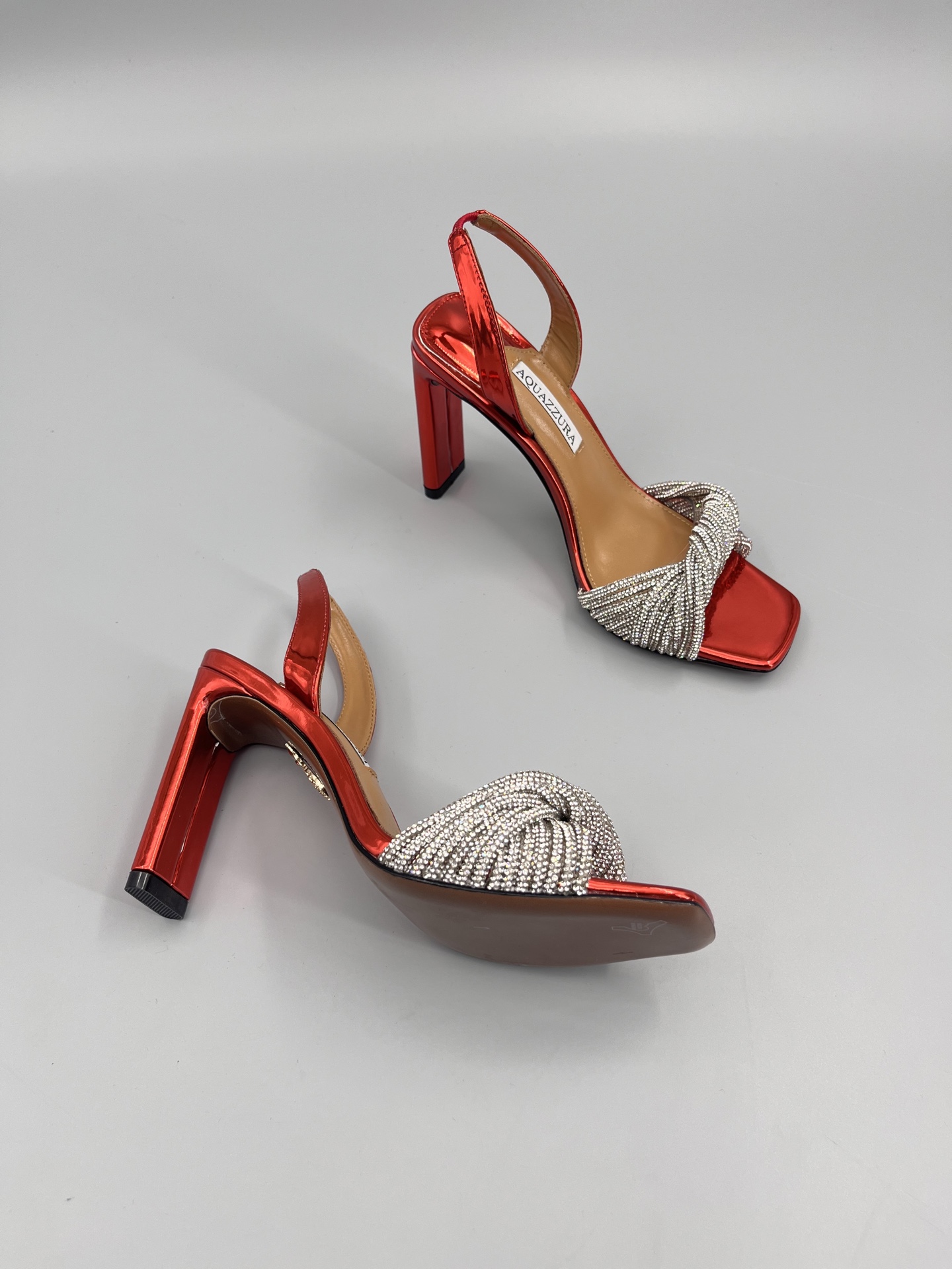 AQUAZZURA Rhinestone Embellished High Heeled Sandals Slipper Shoes