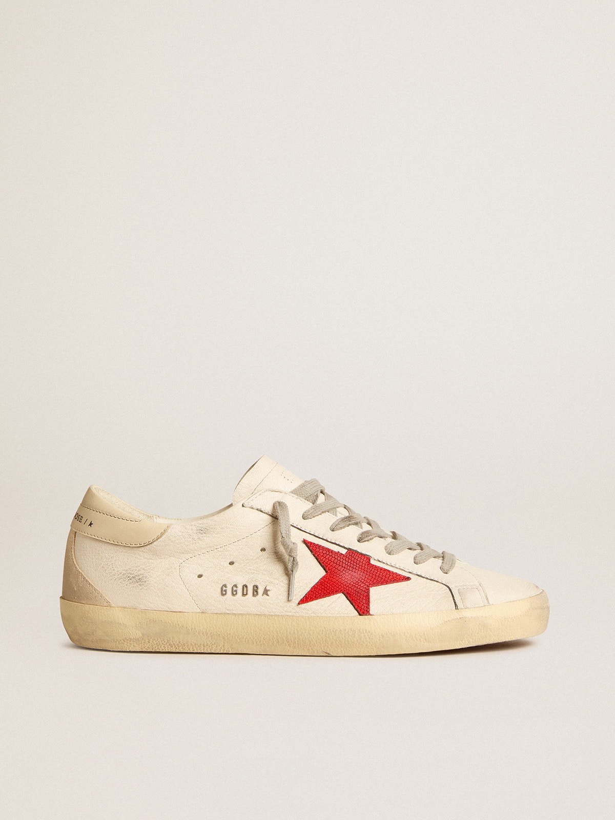 Golden Goose GGDB Men's Super-Star in nappa with red star and cream leather heel tab